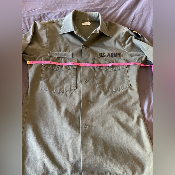 Army Fatigue Blouse Shirt | Olive Green | Mens 14 1/2 X 33 | Airborne Patch - Picture 8 of 8